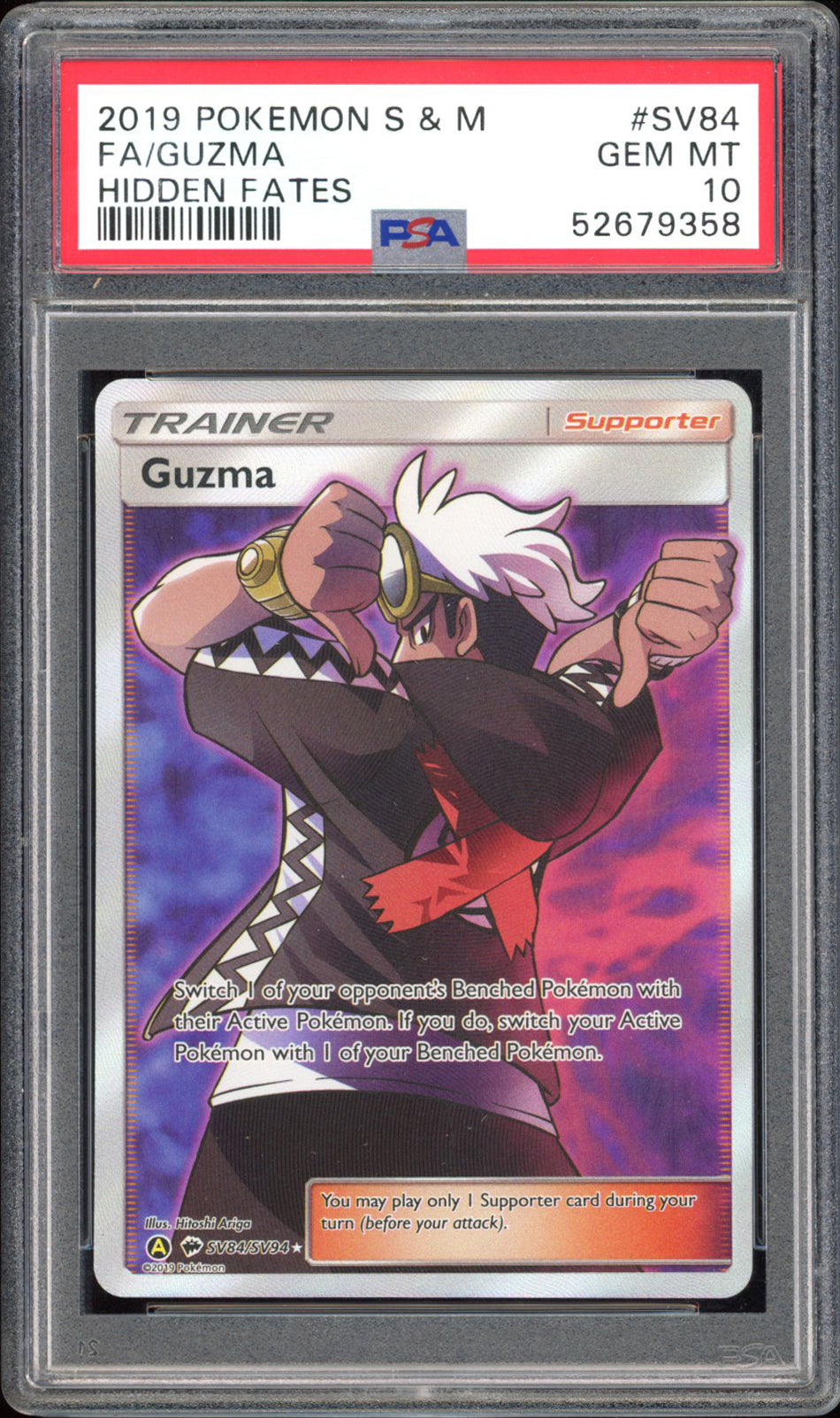 Guzma - PSA 10 - Hidden Fates - #SV84 - Full Art