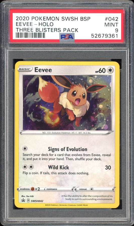 Eevee - PSA 9 - Black Star Promo - #SWSH042 - Holo