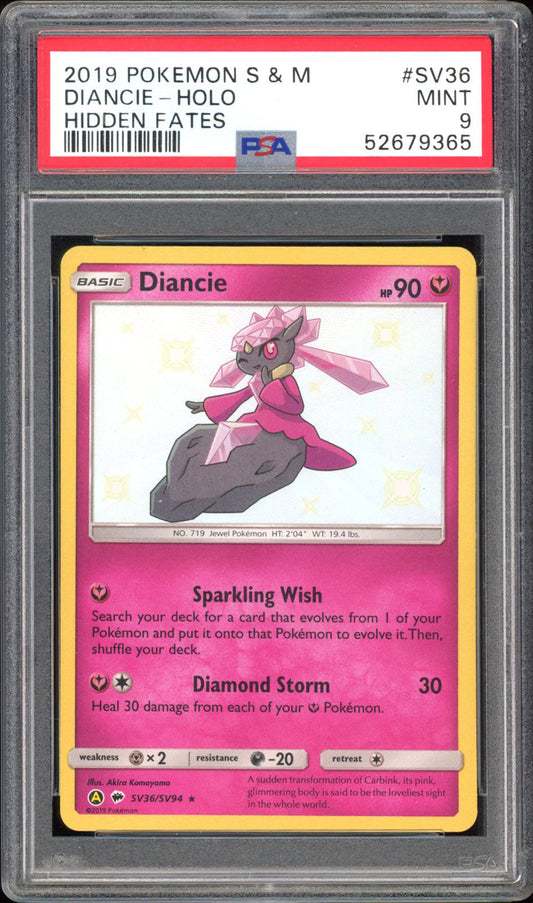 Diancie - PSA 9 - Hidden Fates - #SV36 - Holo