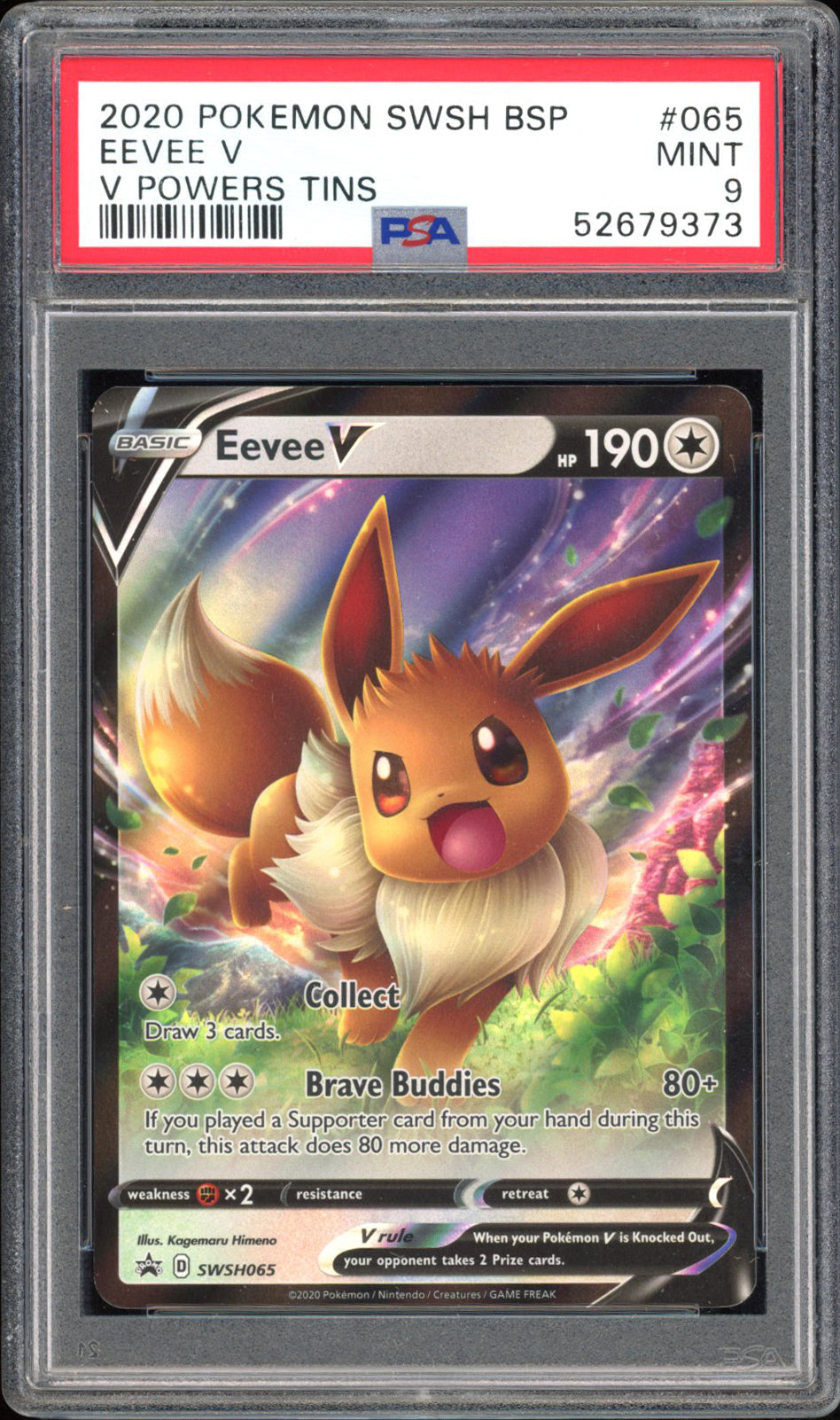 Eevee V - PSA 9 - V Powers Tins Promo - #SWSH065 - Holo
