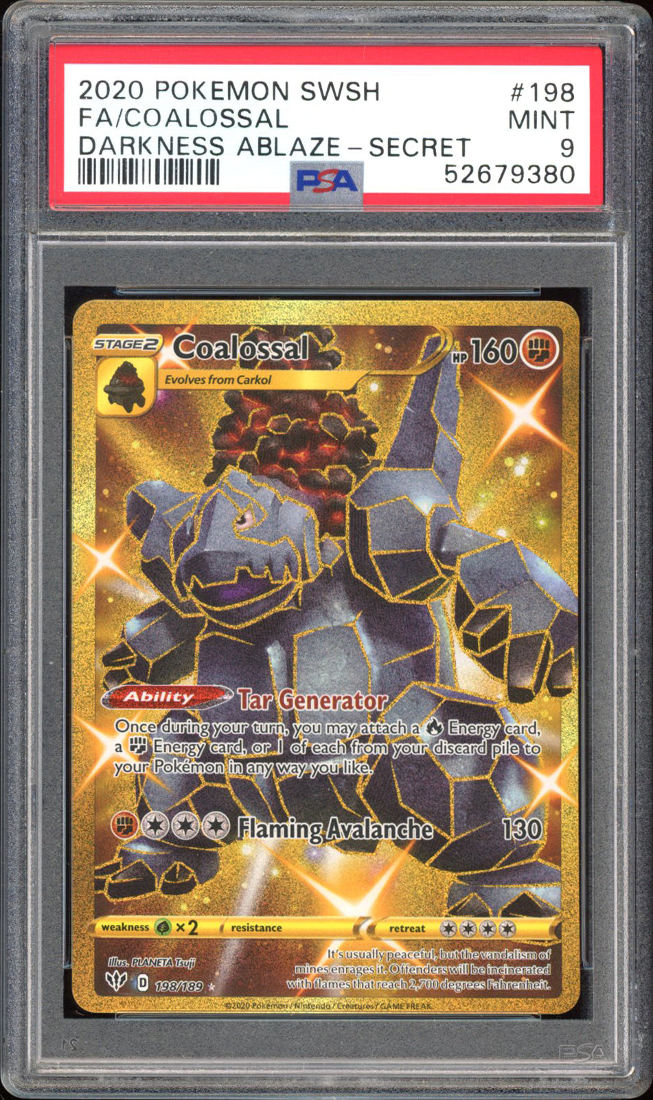 Coalossal - PSA 9 - Darkness Ablaze - #198 - Secret Rare