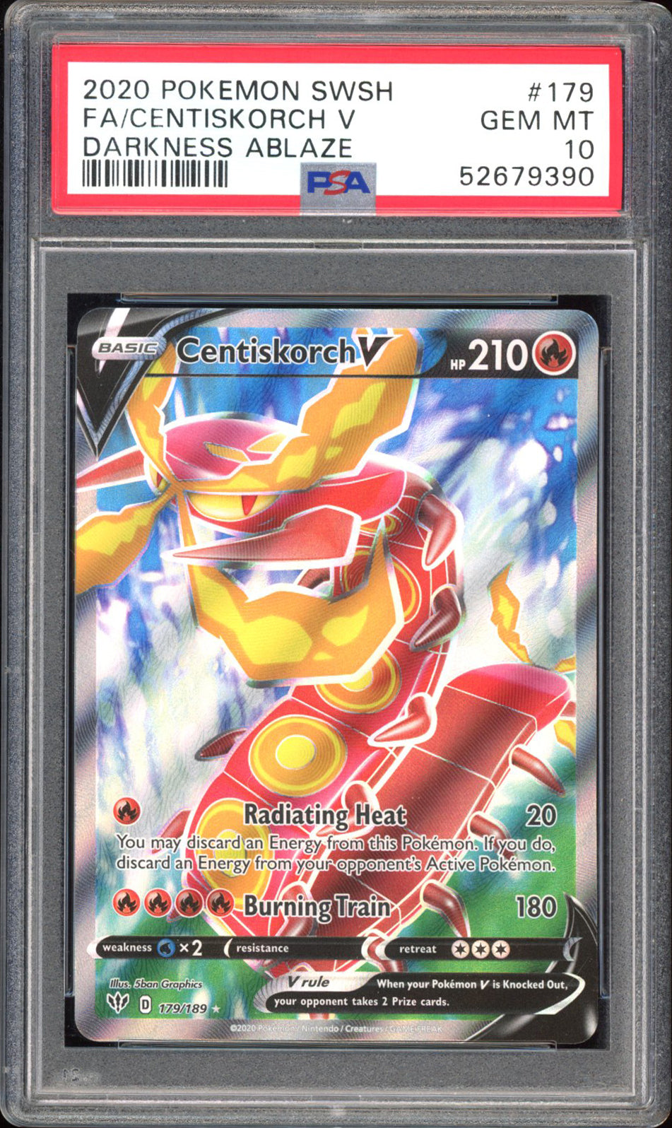 Centiskorch V - PSA 10 - Darkness Ablaze - #179 - Full Art