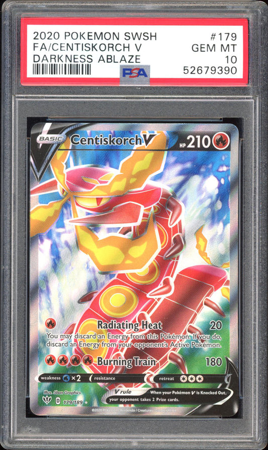 Centiskorch V - PSA 10 - Darkness Ablaze - #179 - Full Art