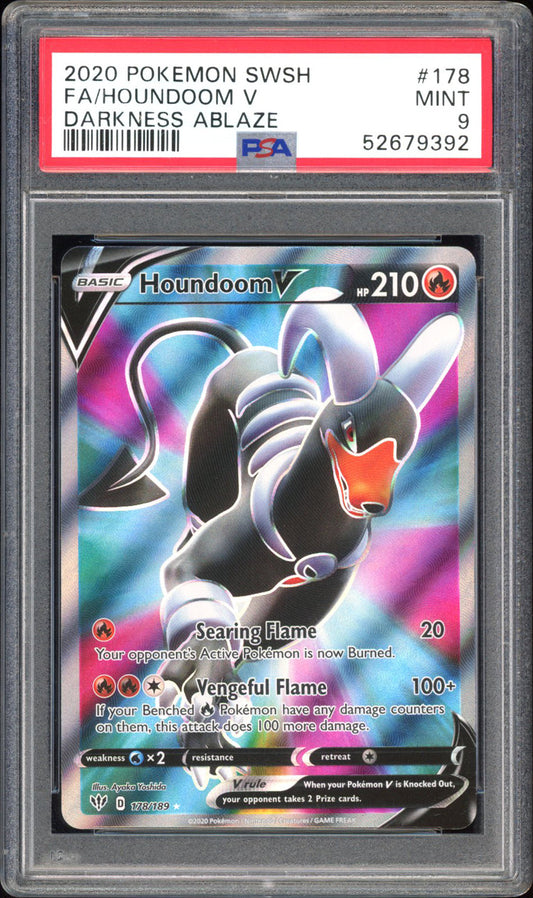 Houndoom v - PSA 9 - Darkness Ablaze - #178 - Full Art