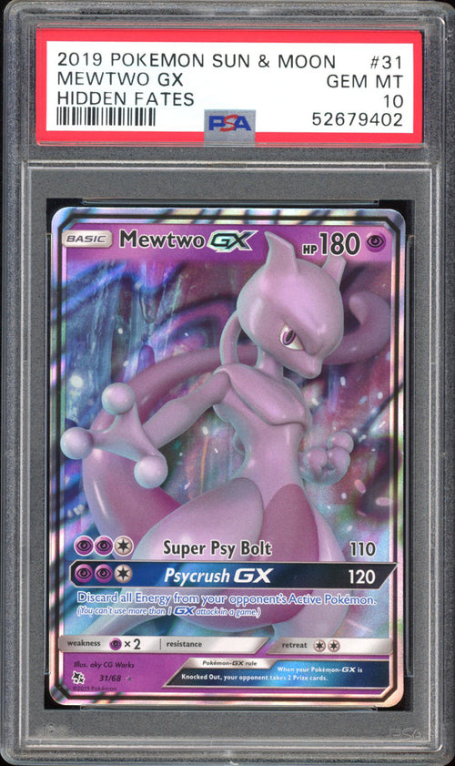 Mewtwo GX - PSA 10 - Hidden Fates - #31 - GX
