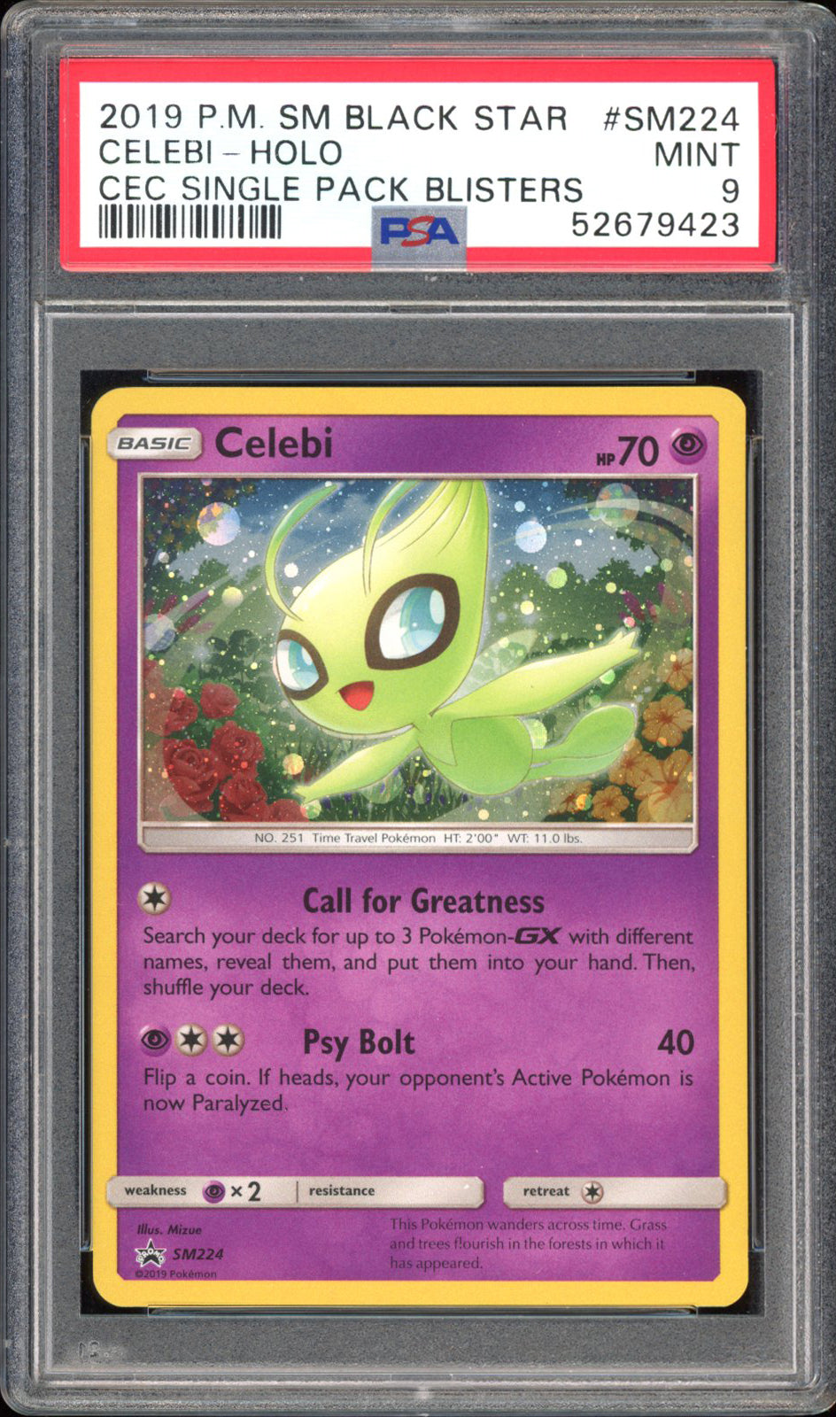 Celebi - PSA 9 - Black Star Promo - #SM224 - Holo