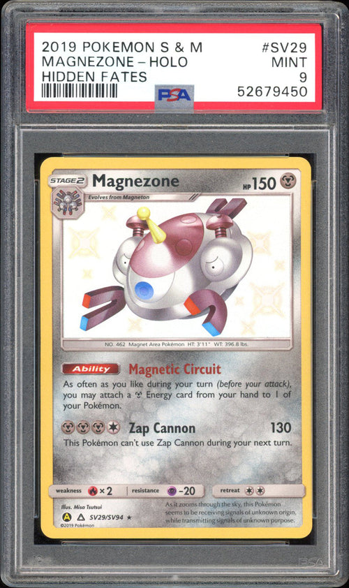Magnezone - PSA 9 - Hidden Fates - #SV29 - Holo