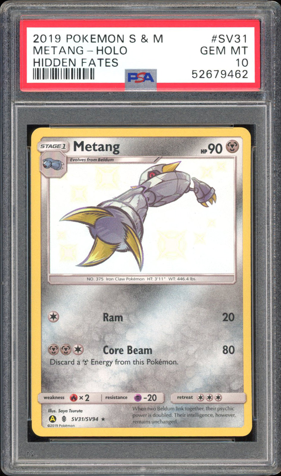 Metang - PSA 10 - Hidden Fates - #SV31 - Holo