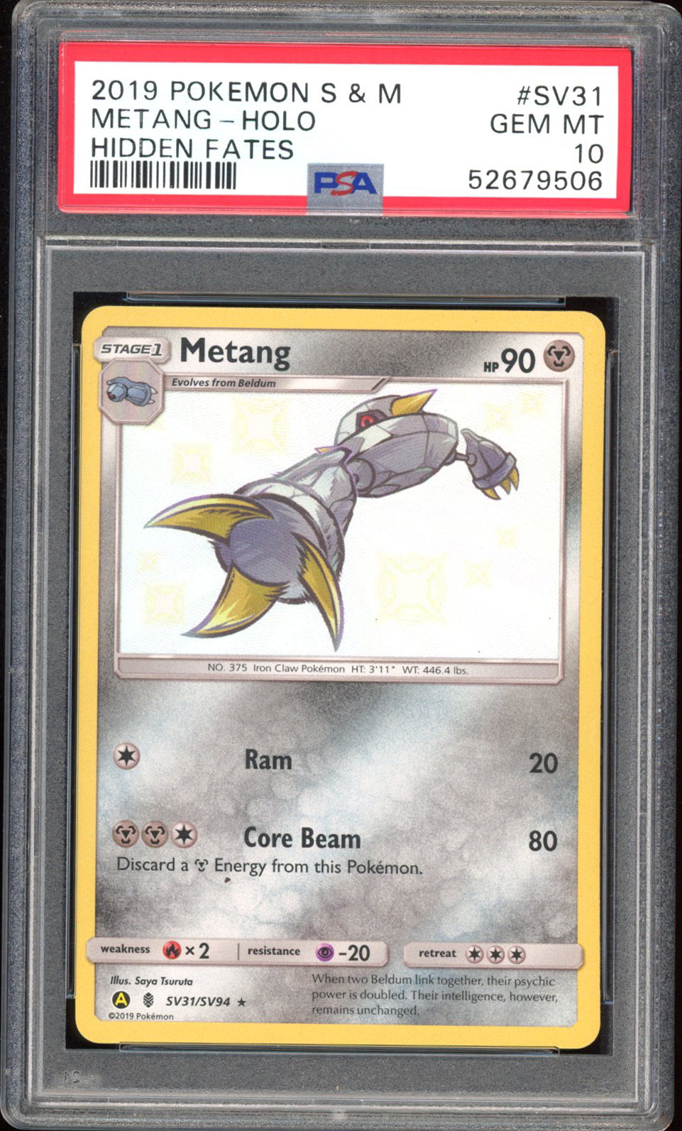Metang - PSA 10 - Hidden Fates - #SV31 - Holo