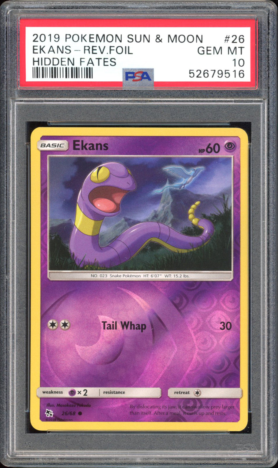 Ekans - PSA 10 - Hidden Fates - #26 - Rev. Foil