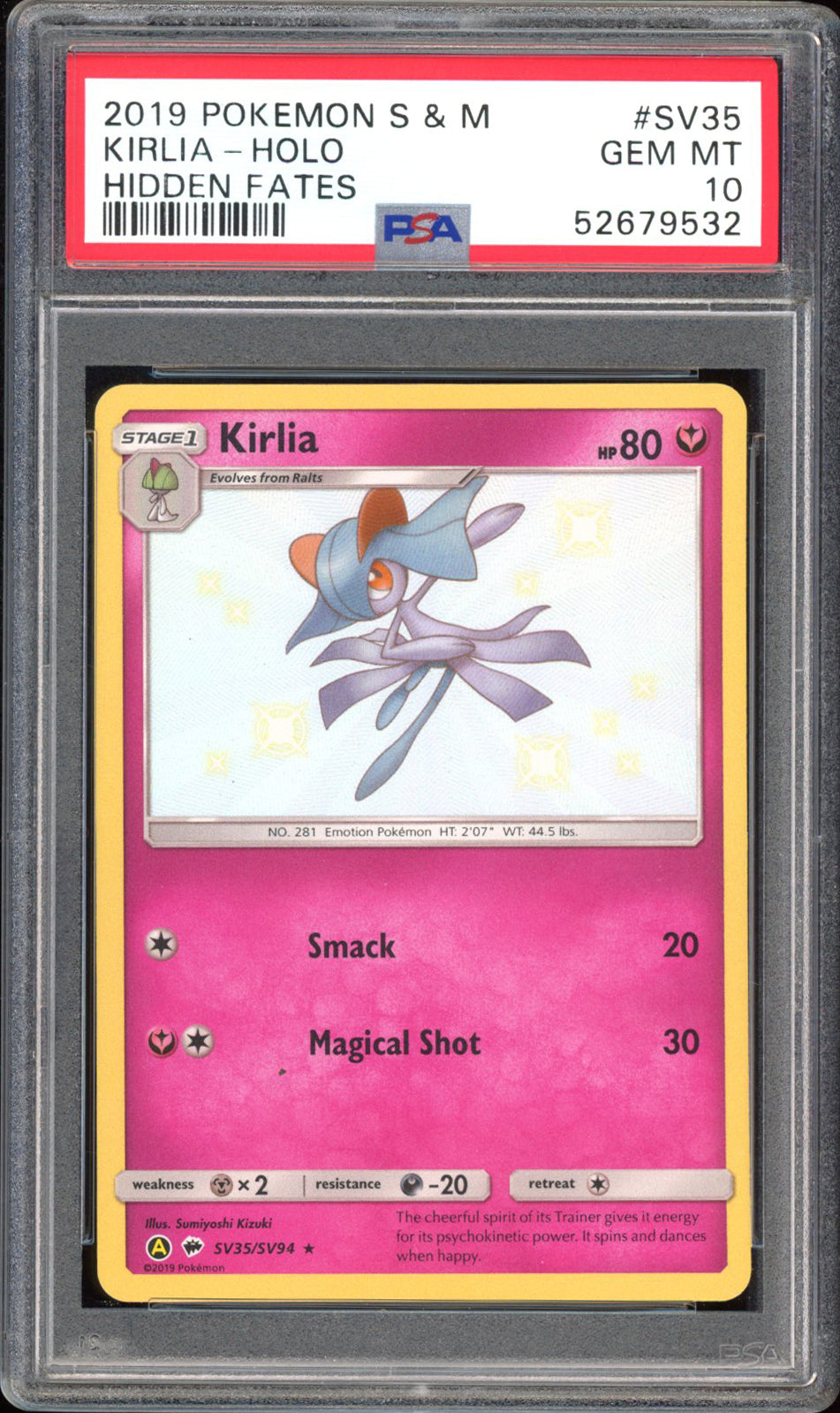Kirlia - PSA 10 - Hidden Fates - #SV35 - Holo
