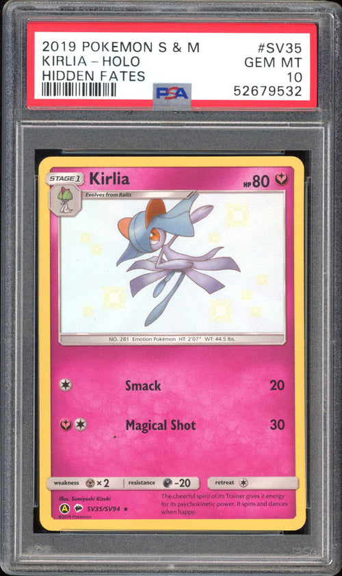 Kirlia - PSA 10 - Hidden Fates - #SV35 - Holo