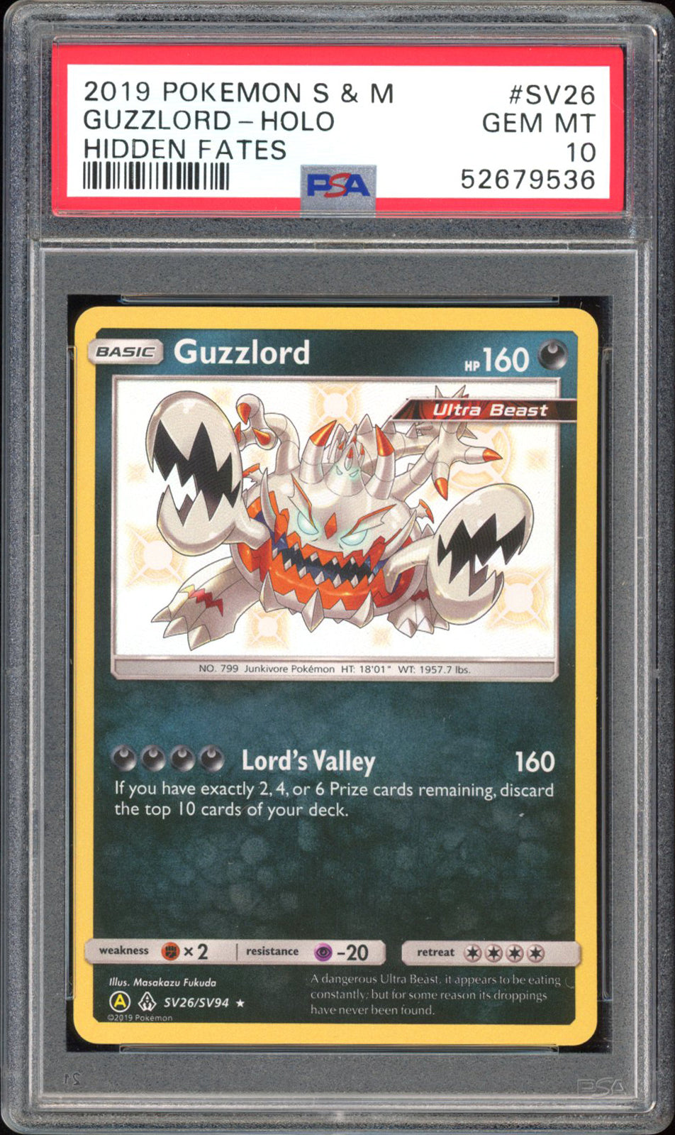 Guzzlord - PSA 10 - Hidden Fates - #SV26 - Holo