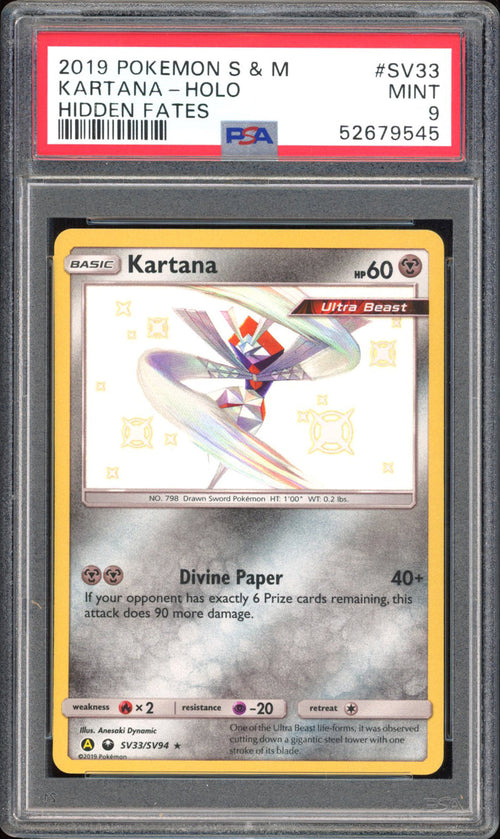 Kartana - PSA 9 - Hidden Fates - #SV33 - Holo