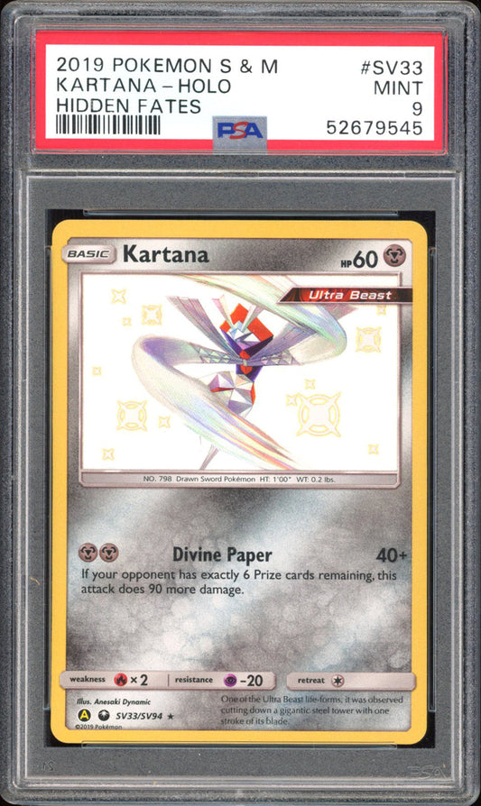 Kartana - PSA 9 - Hidden Fates - #SV33 - Holo