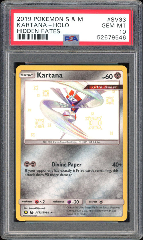 Kartana - PSA 10 - Hidden Fates - #SV33 - Holo