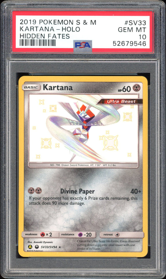 Kartana - PSA 10 - Hidden Fates - #SV33 - Holo