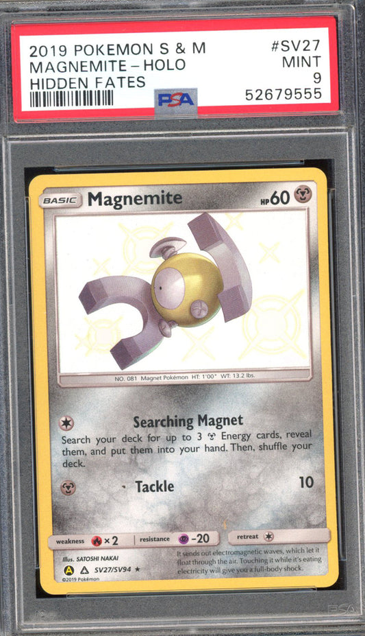 Magnemite - PSA 9 - Hidden Fates - #SV27 - Holo