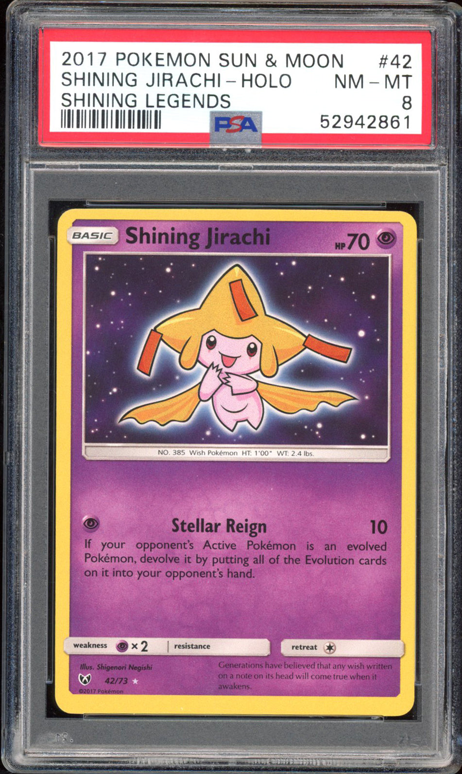 Shining Jirachi - PSA 8 - Shining Legends - #42 - Holo