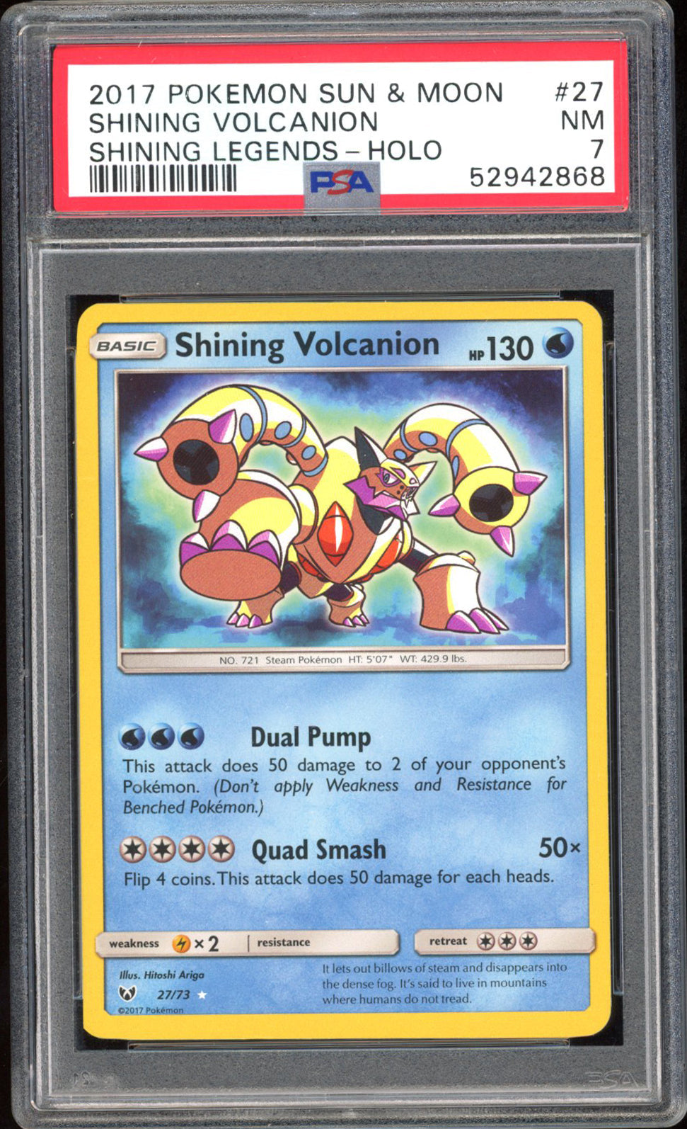 Shining Volcanion - PSA 7 - Shining Legends - #27 - Holo