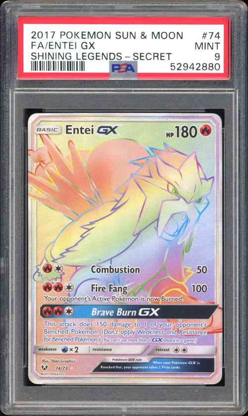 Entei GX - PSA 9 - Shining Legends - #74 - Secret Rare