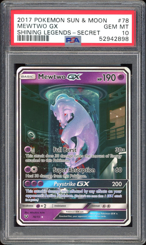 Mewtwo GX - PSA 10 - Shining Legends - #78 - Secret Rare