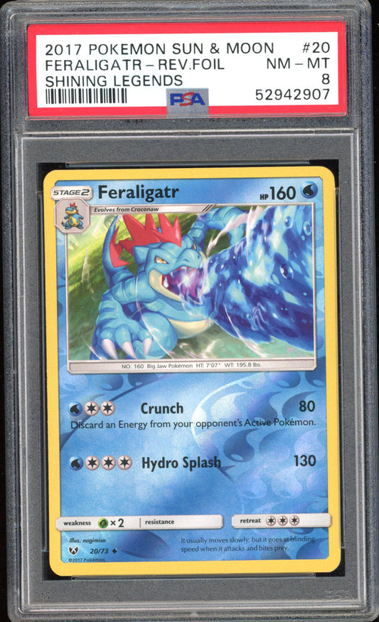 Feraligatr - PSA 8 - Shining Legends - #20 - Rev. Foil