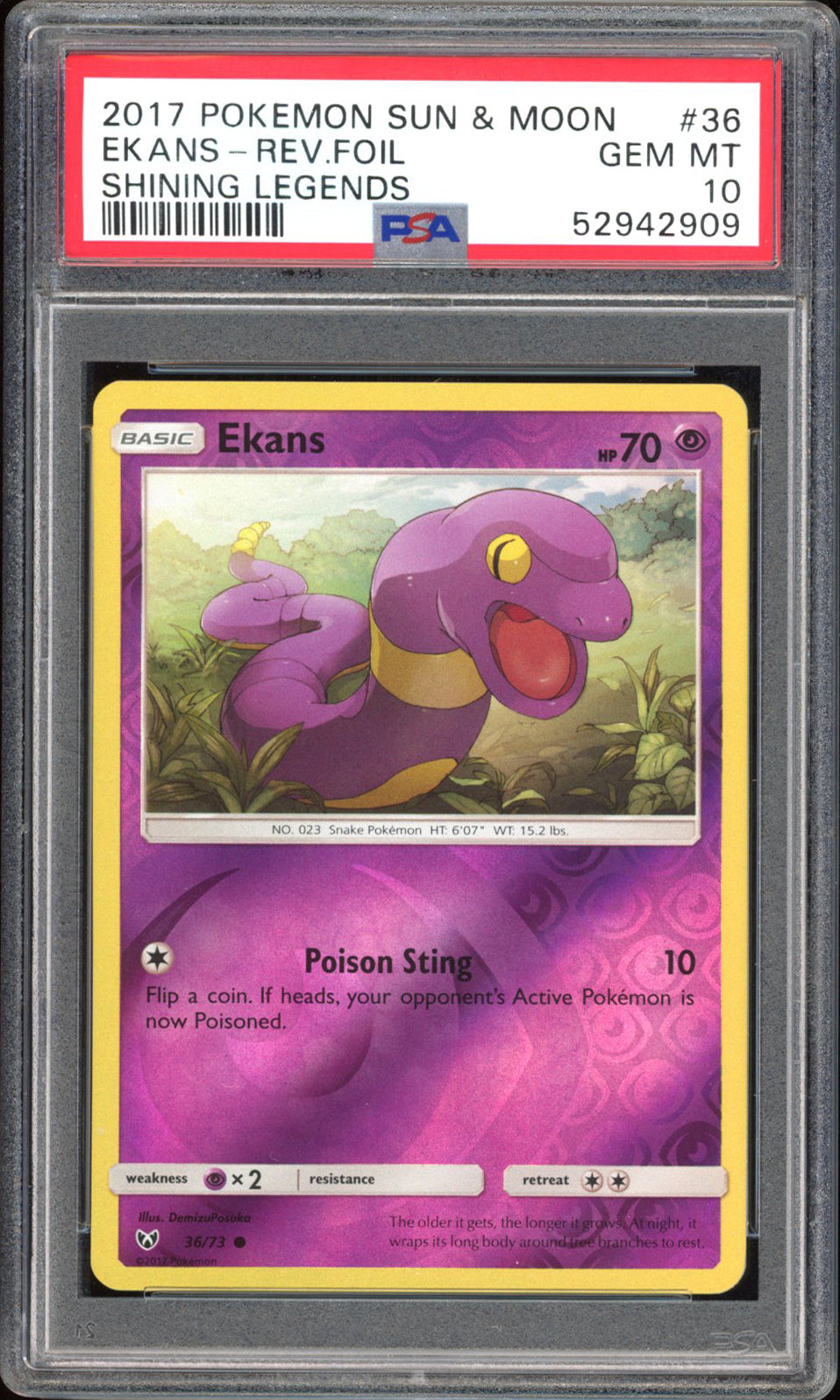Ekans - PSA 10 - Shining Legends - #36 - Rev. Foil