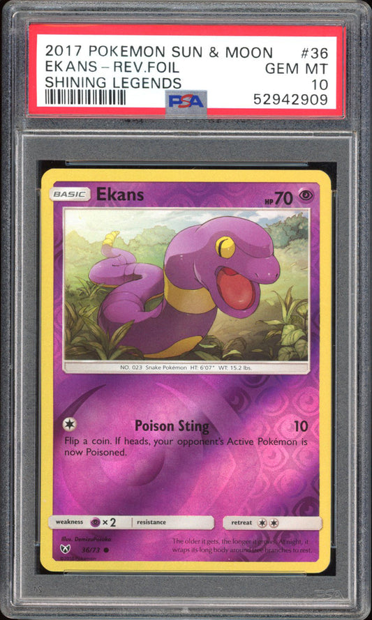 Ekans - PSA 10 - Shining Legends - #36 - Rev. Foil