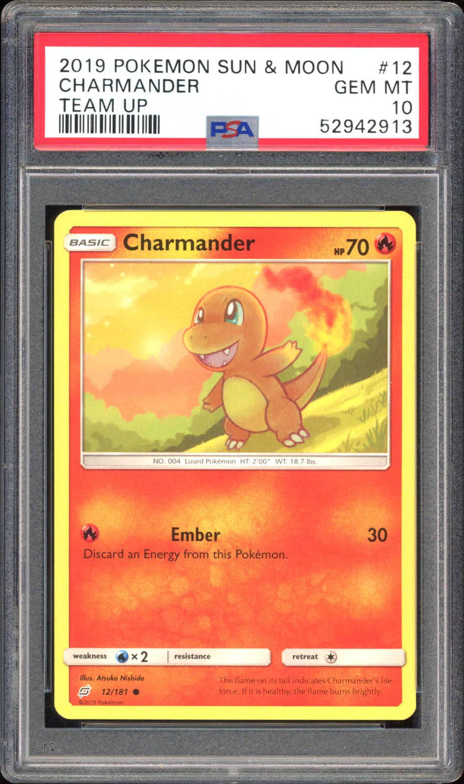 Charmander - PSA 10 - Team Up - #12 - Common