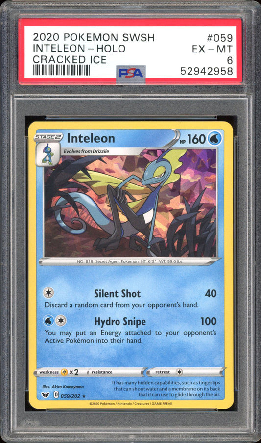Inteleon (Cracked Ice) - PSA 6 - Sword & Shield - #59 - Holo