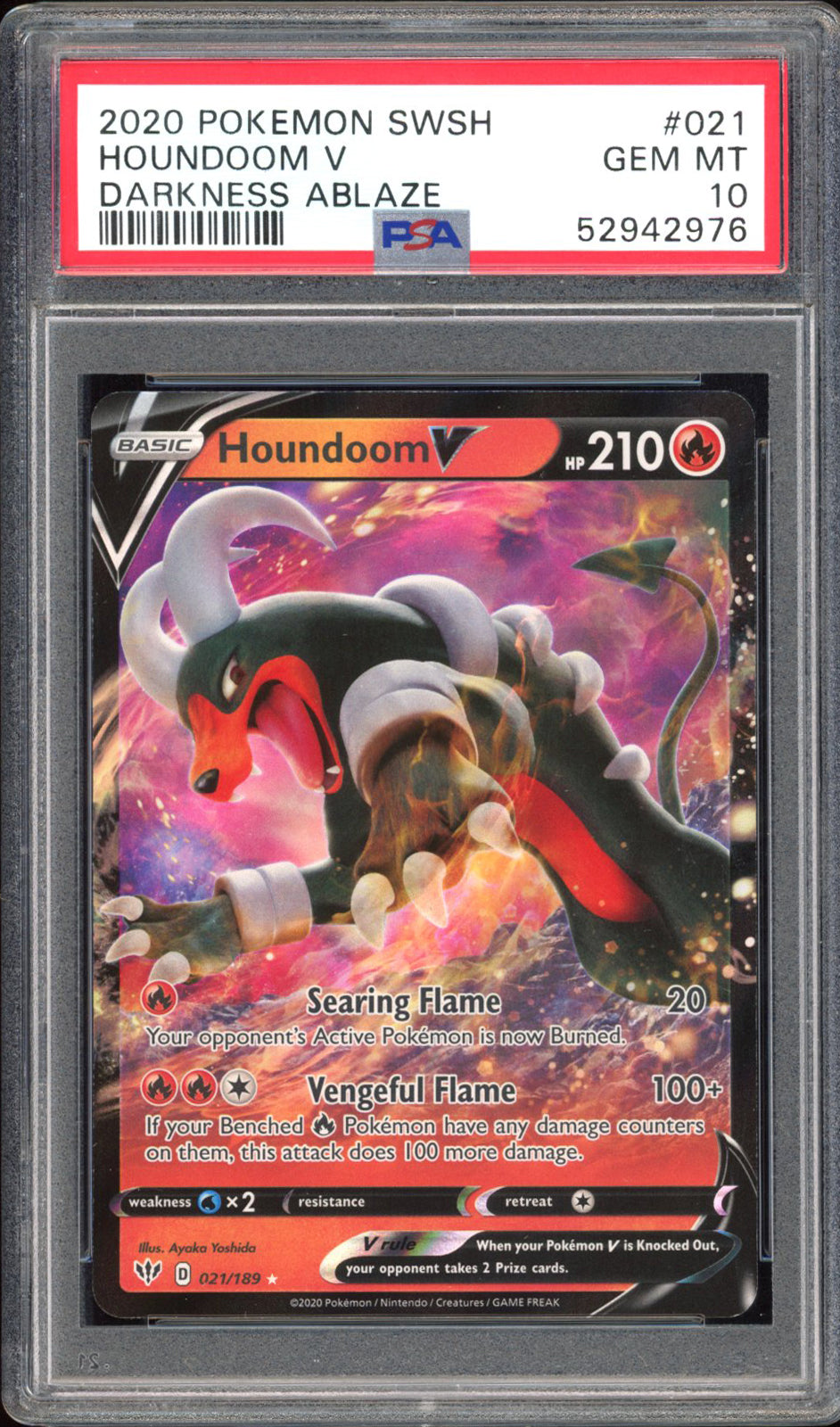 Houndoom V - PSA 10 - Darkness Ablaze - #21 - Holo
