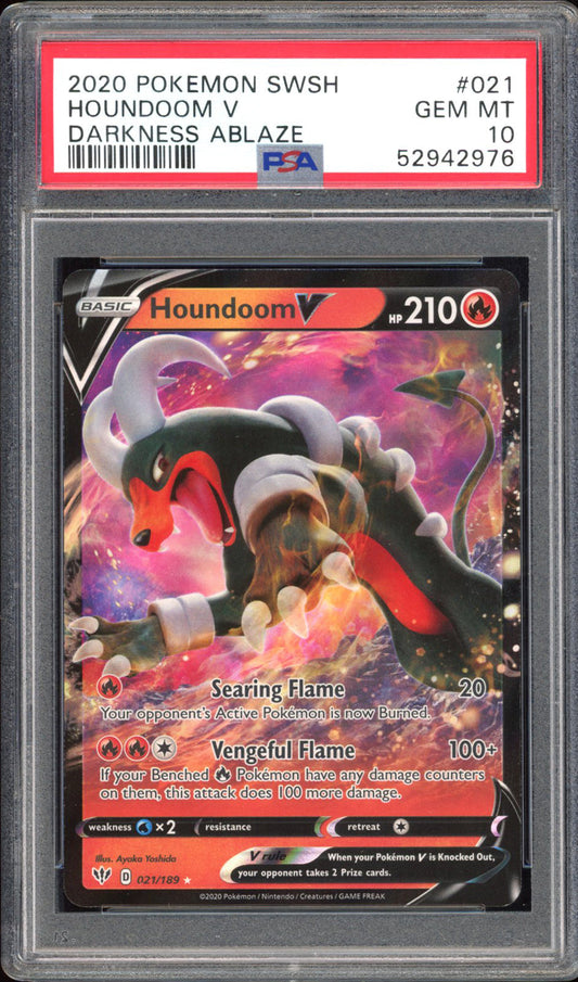 Houndoom V - PSA 10 - Darkness Ablaze - #21 - Holo