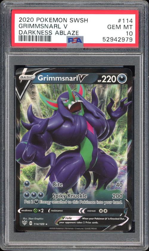 Grimmsnarl V  - PSA 10 - Darkness Ablaze - #114 - Holo