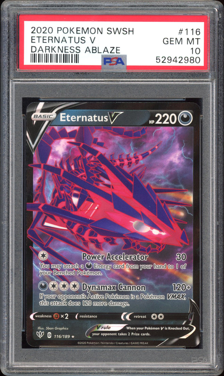 Eternatus V - PSA 10 - Darkness Ablaze - #116 - Holo