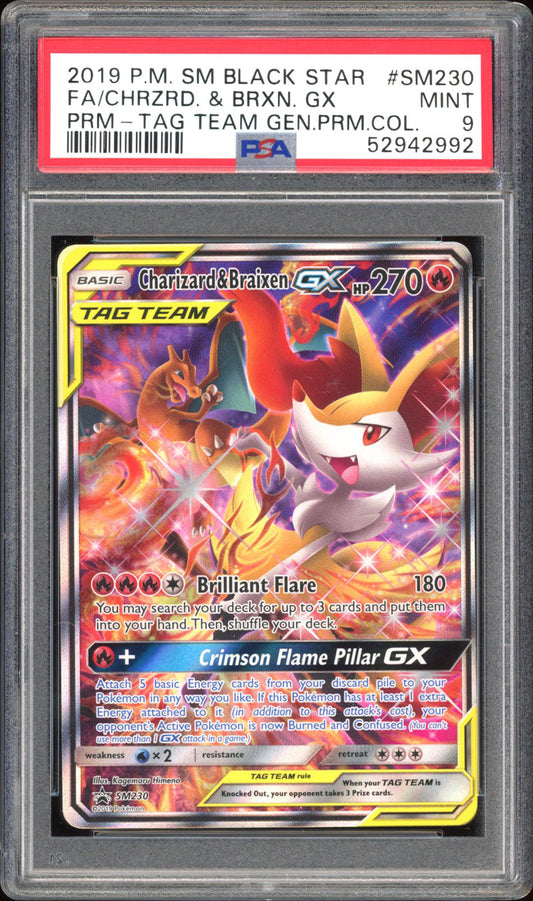 Charizard & Braixen GX SM230 - PSA 9 - Promo Full Art