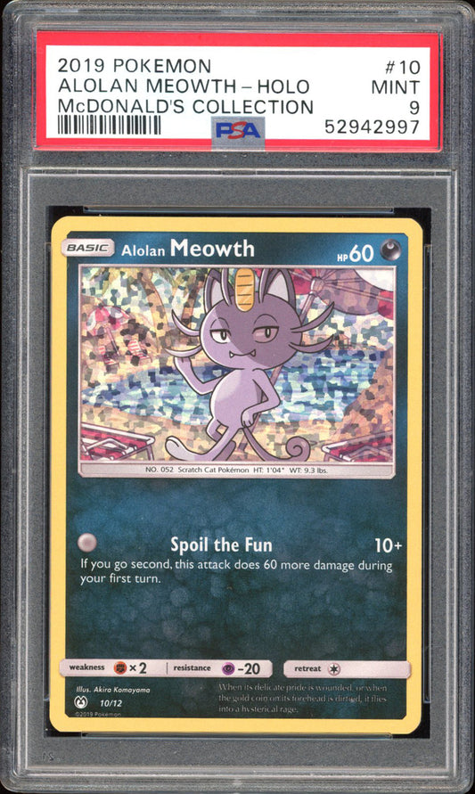 Alolan Meowth - PSA 9 - McDonalds Collection - #10 - Holo