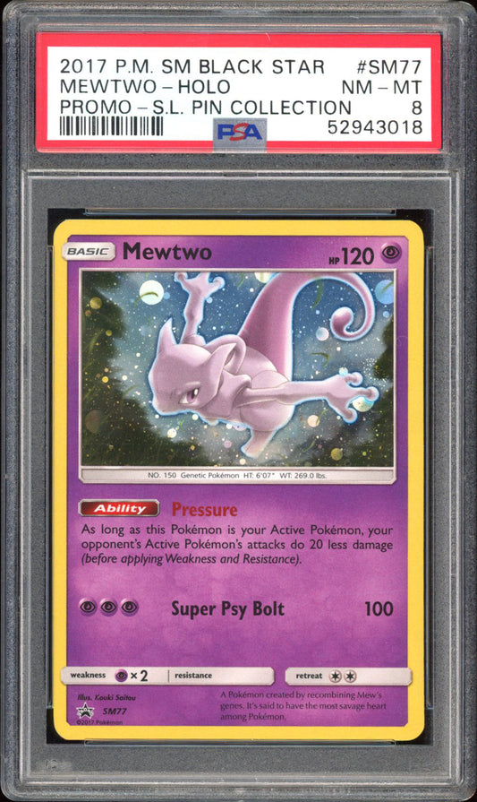 Mewtwo - PSA 8 - Black Star Promo - #SM77 - Holo