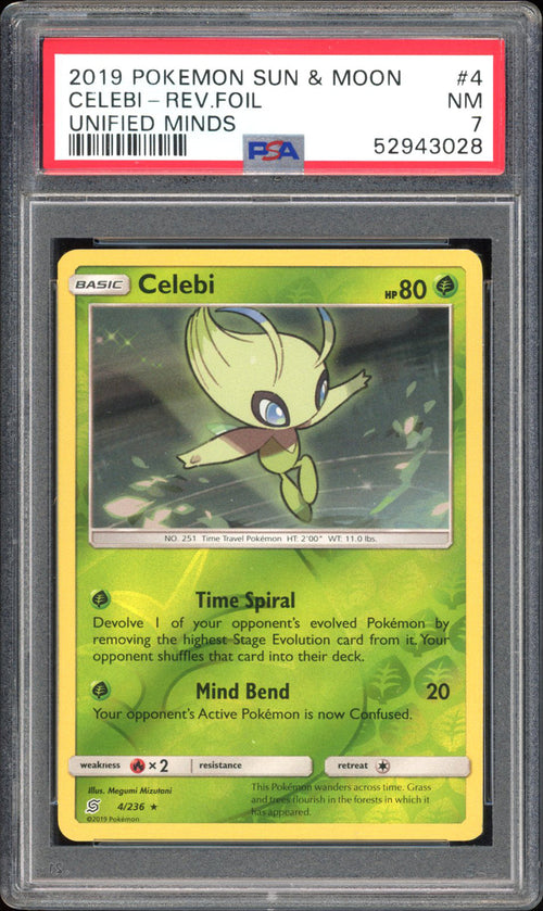 Celebi - PSA 7 - Unified Minds - #4 - Rev. Foil
