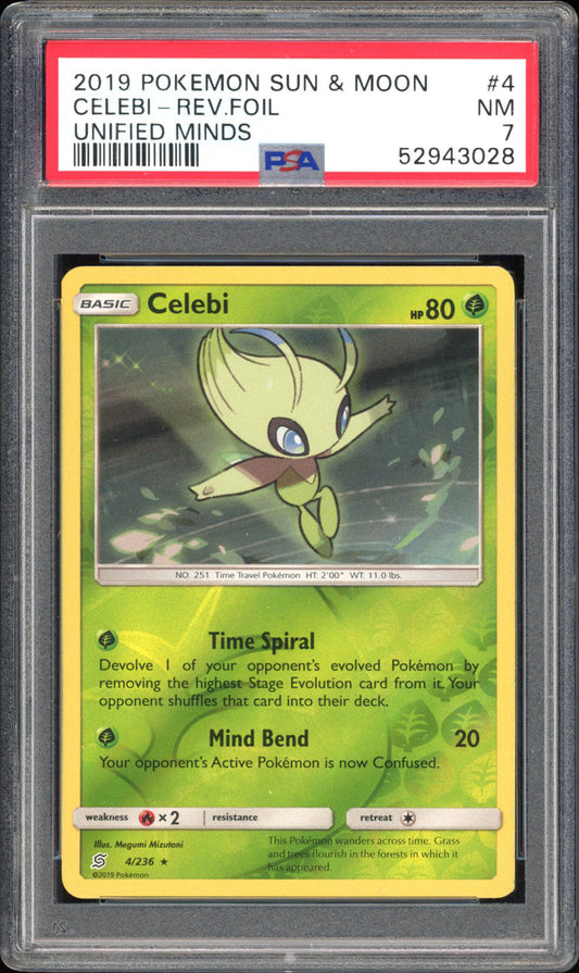Celebi - PSA 7 - Unified Minds - #4 - Rev. Foil