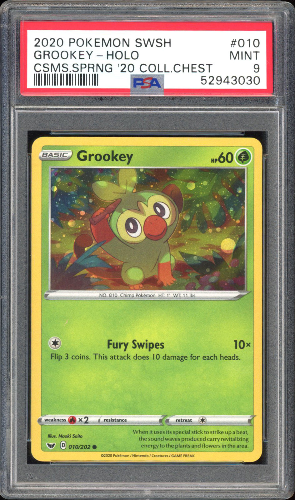 Grookey - PSA 9 - 2020 Collectors Chest - #10 - Holo