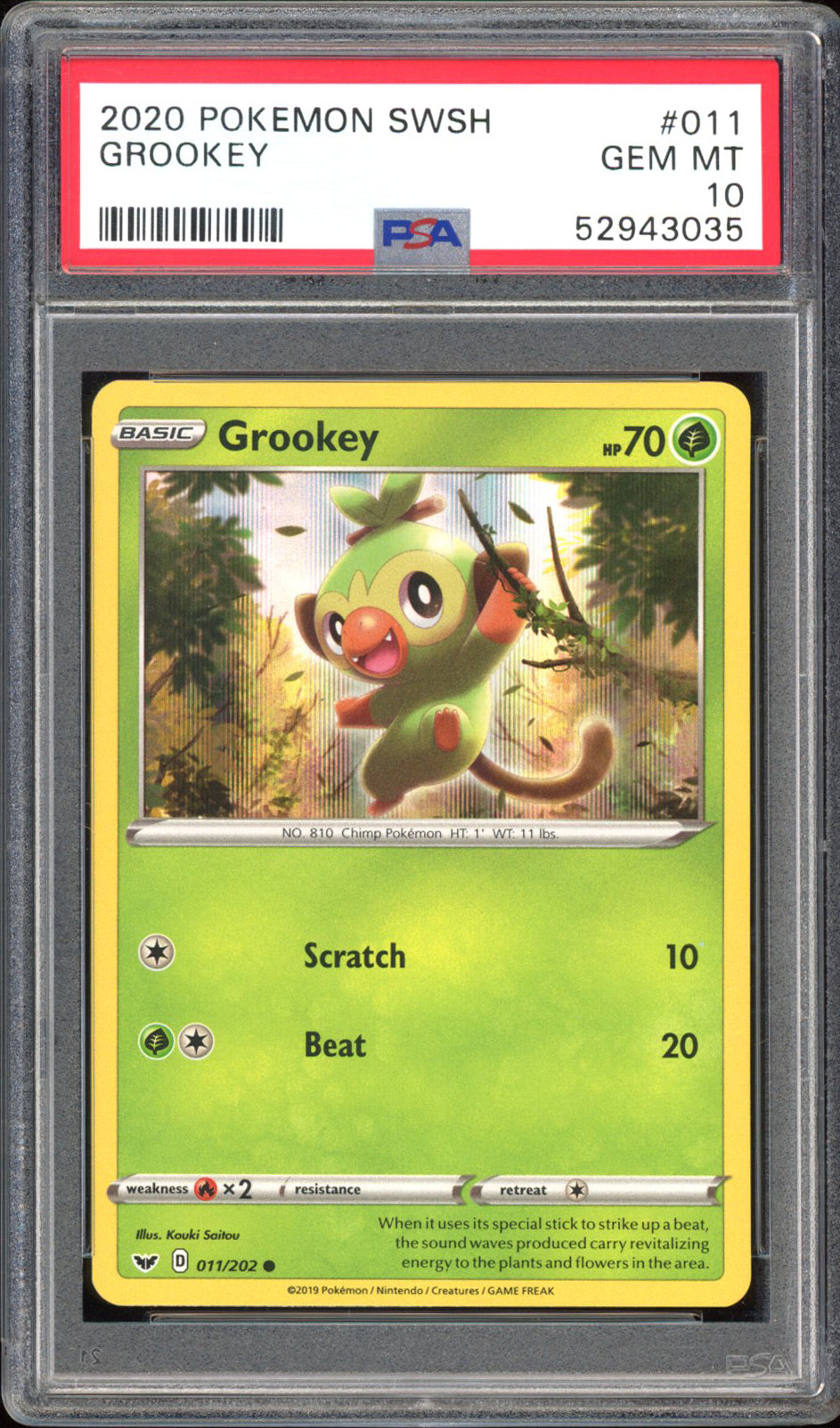 Grookey - PSA 10 - Sword & Shield - #11 - Holo