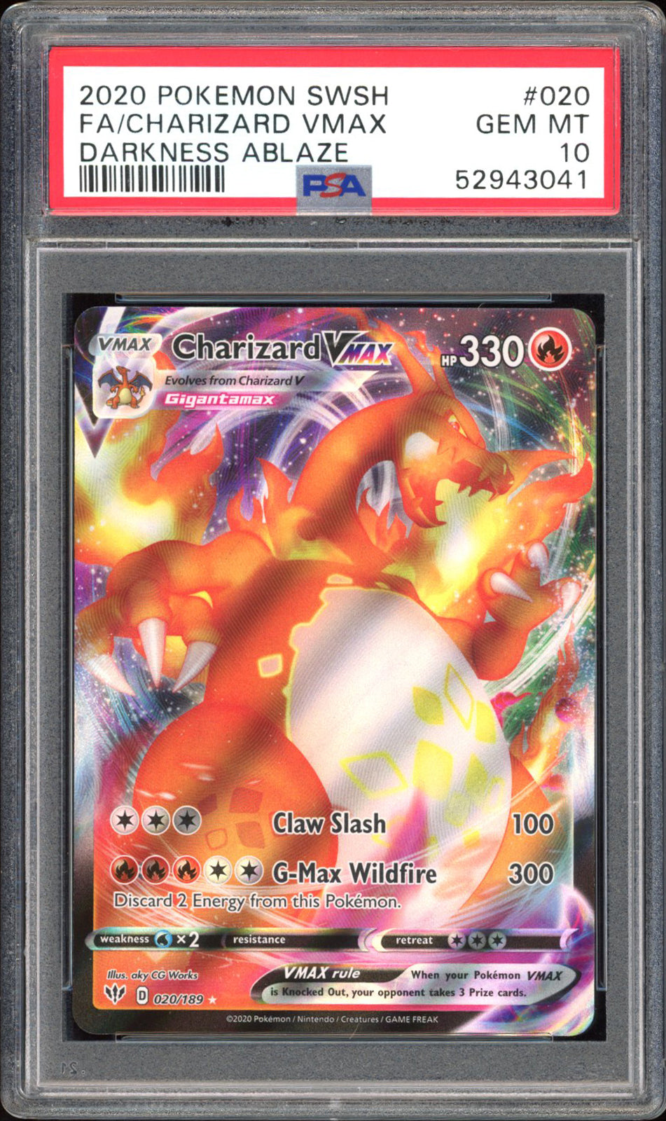 Charizard VMAX - PSA 10 - Darkness Ablaze - #20 - Full Art