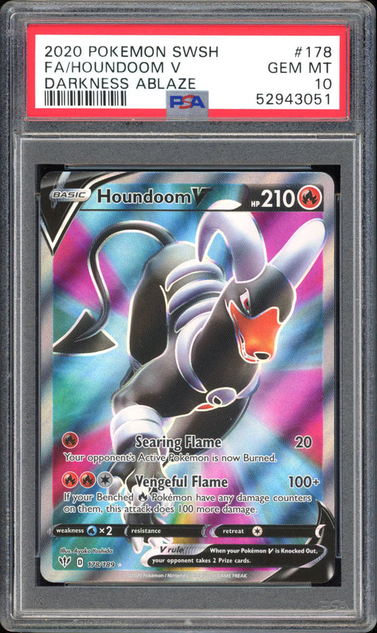 Houndoom V - PSA 10 - Darkness Ablaze - #178 - Full Art
