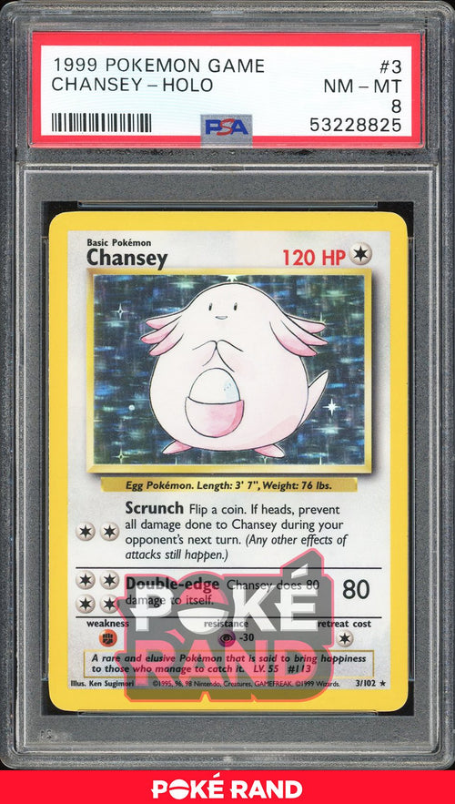 Chansey  - PSA 8 - Base - #3 - Holo
