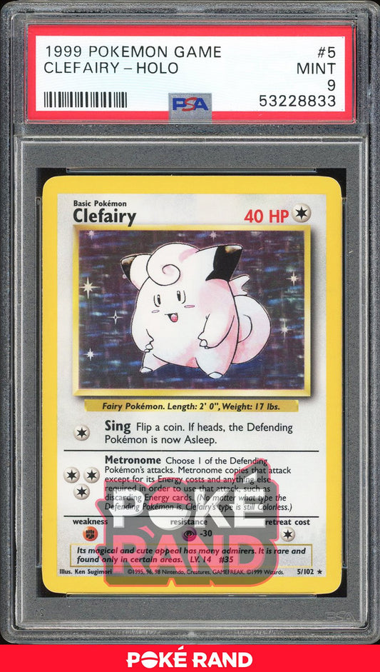 Clefairy  - PSA 9 - Base - #5 - Holo