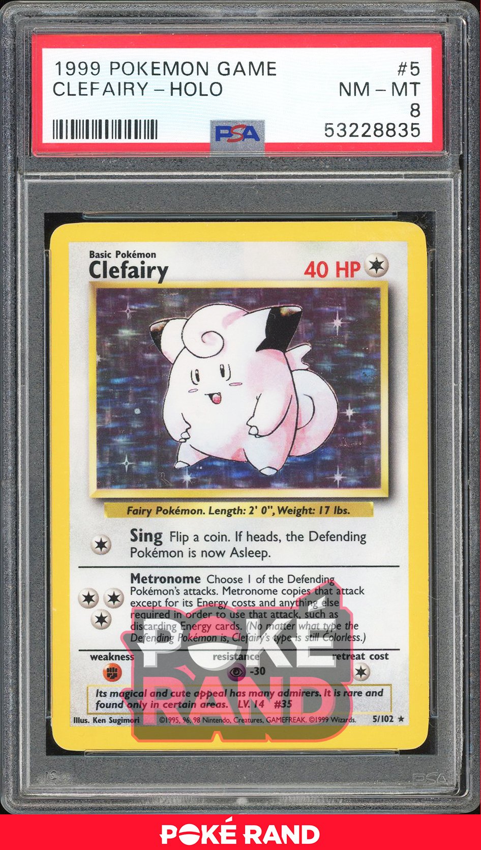 Clefairy  - PSA 8 - Base - #5 - Holo