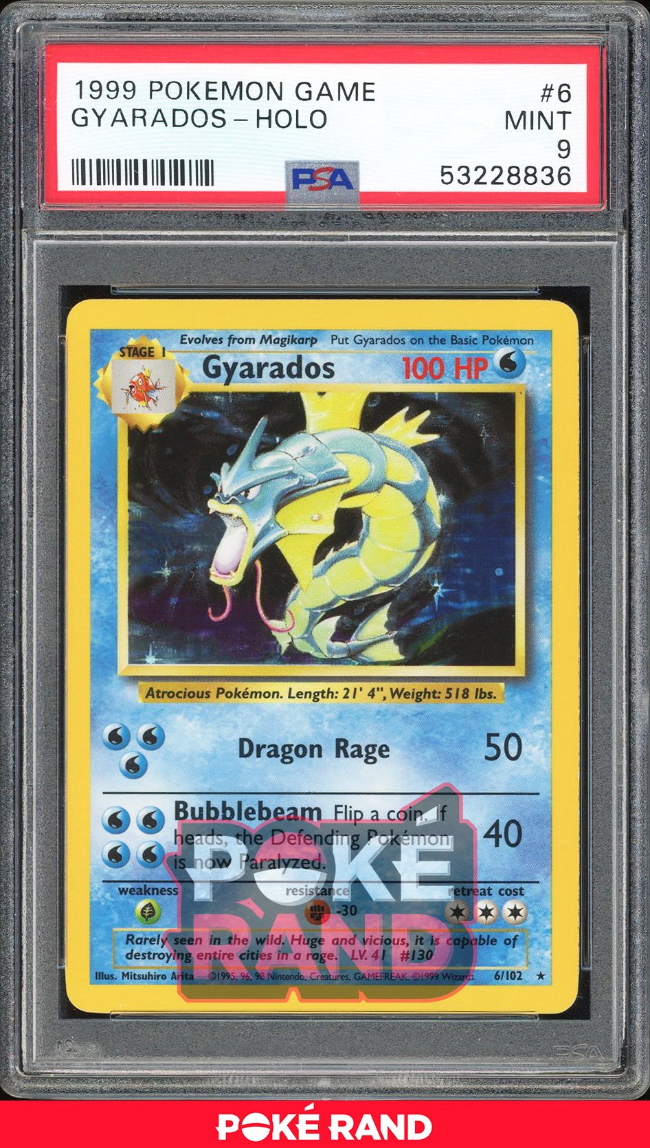 Gyarados  - PSA 9 - Base - #6 - Holo