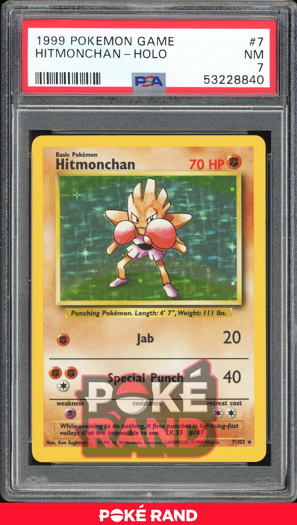 Hitmonchan  - PSA 7 - Base - #7 - Holo