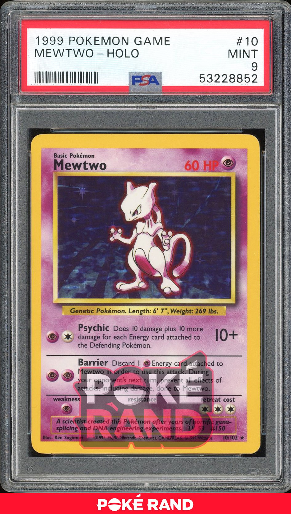Mewtwo  - PSA 9 - Base - #10 - Holo